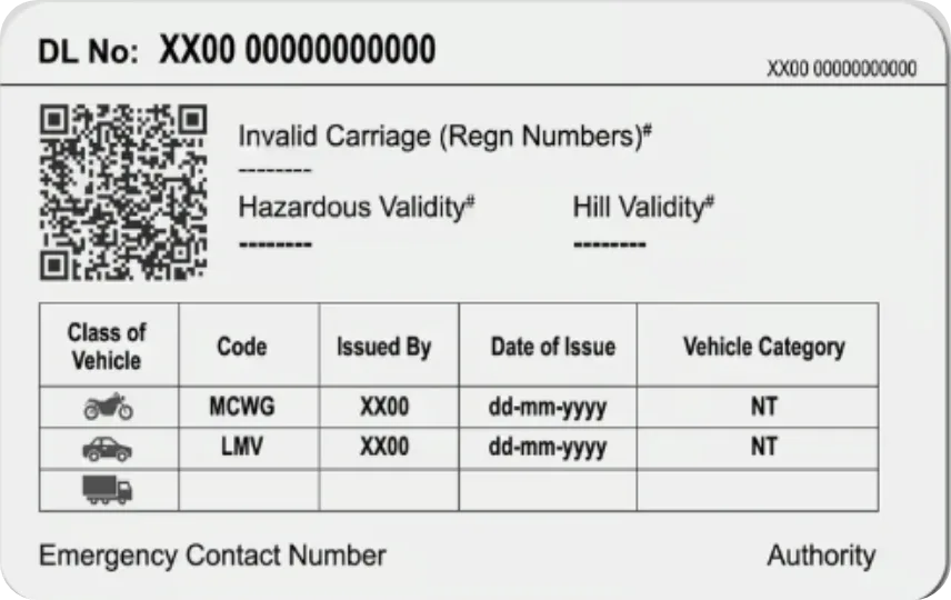 Driving Licence PVC card — back design