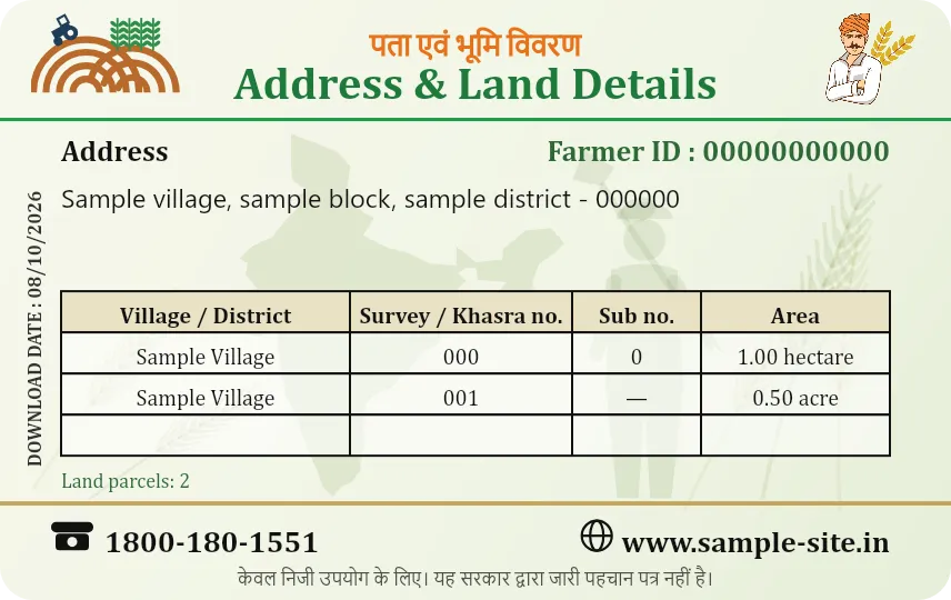 Farmer ID PVC card — back design