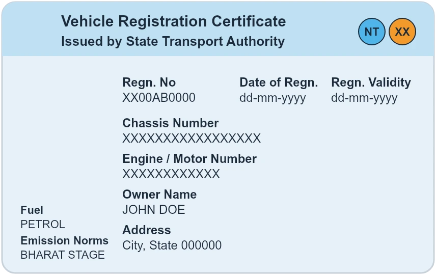 Vehicle RC PVC card — front design
