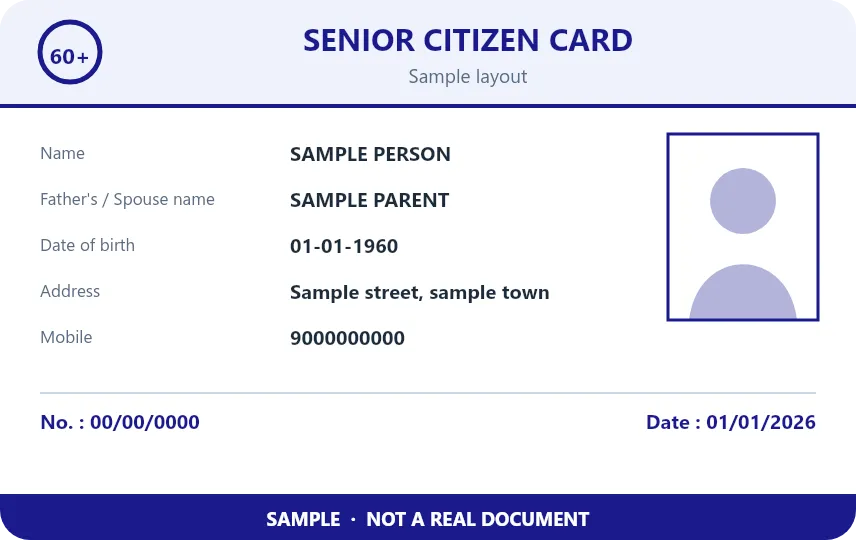Senior Citizen Card PVC card — front design